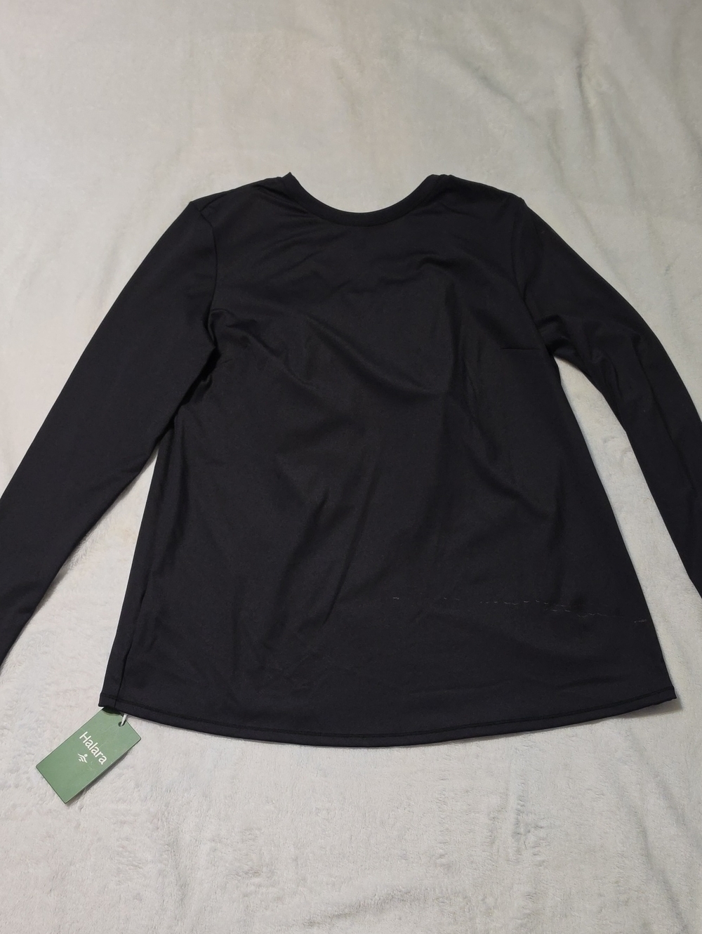 Nwt HALARA Black Long Sleeve Crewneck Top Built In Bra #27